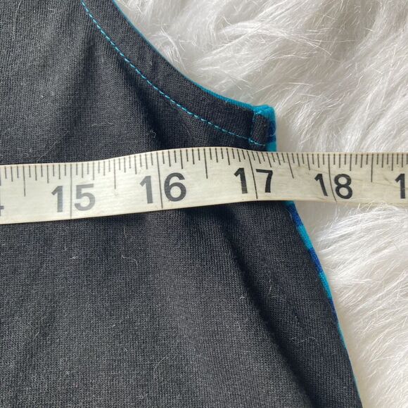 Ella J Dress Sz M Tank Top Tunic Black Blue Gold Rayon Casual Summer Fun Floral - Picture 6 of 7